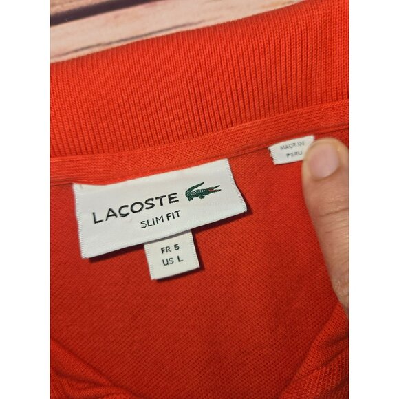 Lacoste Boys Slim Fit Polo Large Orange Cotton - Picture 5 of 8